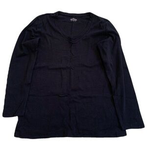 Reflections Black V-Neck Long Sleeve Shirt Size M